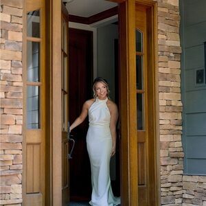 Elegant White Halter Wedding Dress